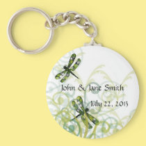 Green Dragonflies Wedding Favor Keychain keychains