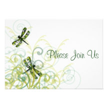 Green Dragonflies  Wedding Invitation