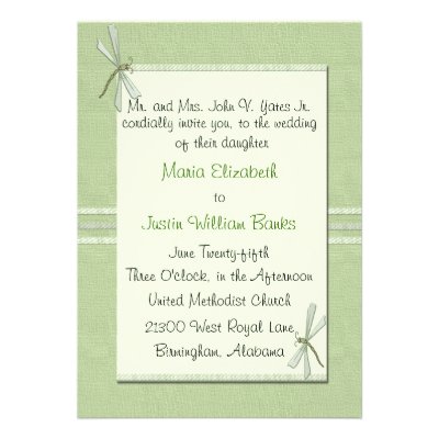 Green Dragonfly Wedding Invitation