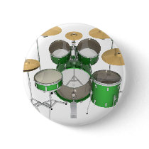 Green Drum Kit: Pinback Button
