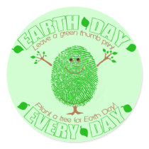 Green Earth Day Green ThumbTree Stickers