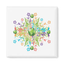 Green Earth Flower magnets by Makana101 Green Earth Flower magnets