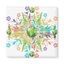 Green Earth Flower magnets by Makana101 Green Earth Flower magnets