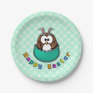 green Easter owl - paper plates 7 Inch Paper Plate