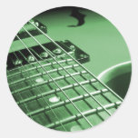 Green Electric Guitar Close-up Round Stickers