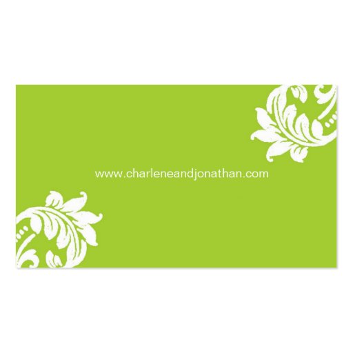 Green Elegant Damask Business Card (back side)