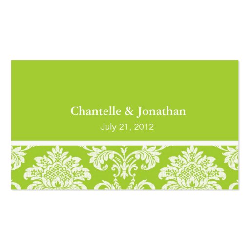 Green Elegant Damask Business Card (front side)