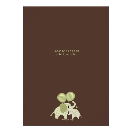 Green ELEPHANT Baby Shower Invitation CE-G Kiss
