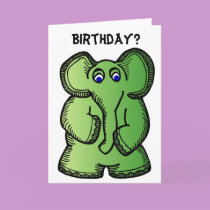 Green Elephant Greeting Card