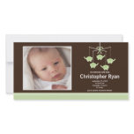 Green Elephants Baby Boy Birth Annoucement Customized Photo Card