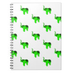 Green Elephants Pattern Spiral Note Book