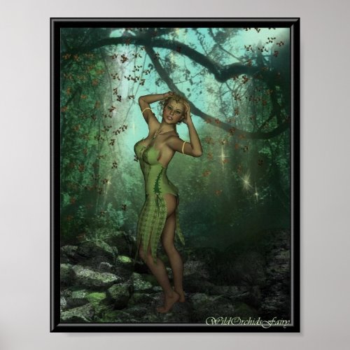 green elfin woman poster print