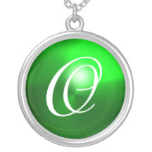 Green Emerald Gem  Monogram Pendants