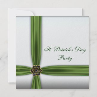 Green Emerald Ribbon St. Patricks Day Party invitation