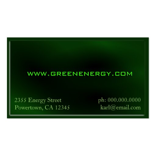 Green Energy Environmental Business Card (back side)