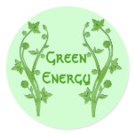 Green Energy Round Stickers