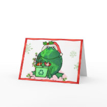 Green Environment Christmas Santa Frog Card by jamiecreates1 Green Environment Christmas Santa Frog Card