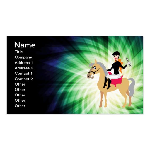 Green Equestrian Girl Business Card Templates