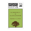 Green eternal oak tree custom name wedding postage stamp
