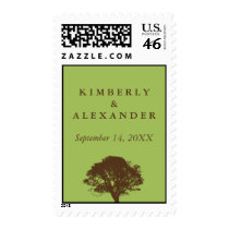 Green eternal oak tree custom name wedding postage
