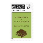Green eternal oak tree custom name wedding postage