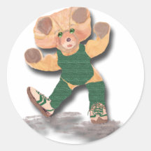 Green Exercise Teddy Bear Sticker