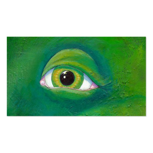 Green eye dinosaur frog lizard ogre painting art business card template (front side)