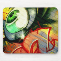 Green Eyeball Graffiti in Echo Park mousepads by danagraves Green Eyeball Graffiti in Echo Park mousepads