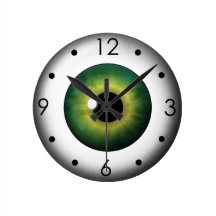 Green Eyeball Iris Eye Custom Medium Round Clock