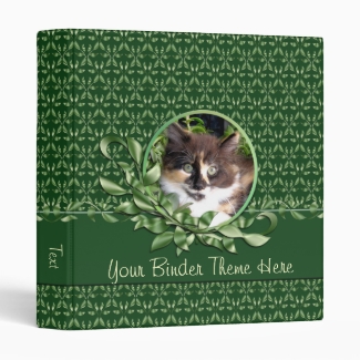 Green Eyed Calico Kitten 1 Inch Binder