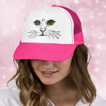 Green Eyed Cat Face Hat