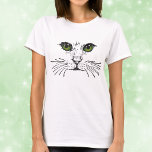 Green Eyed Cat Face Whiskers t-shirts