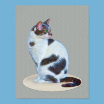 Green-eyed Cat on a Mat Print or Poster posters