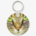 Green Eyed Tabby Cat keychains