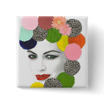 Green Eyed Vintage Glamour buttons