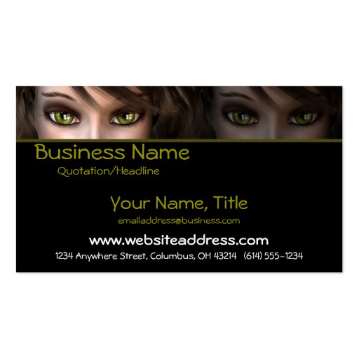 Green Eyes D1 - Fantasy Business Cards (front side)