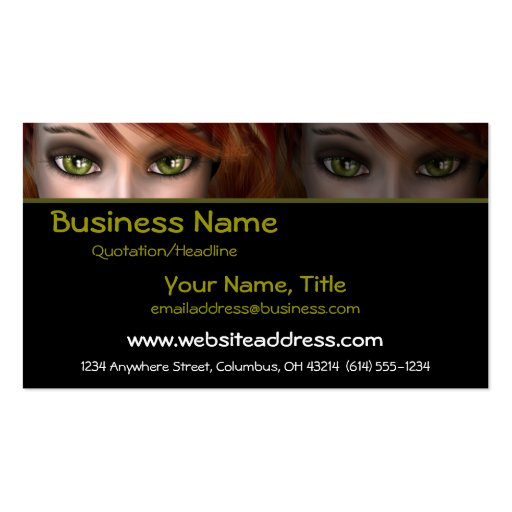 Green Eyes D2 - Fantasy Business Cards (front side)
