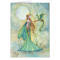 Green Fairy and Dragon Fantasy Art cards
