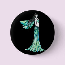 Green Fairy Button Pin