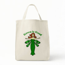 Green Fairy Organic Grocery Tote bags by Victoreeah Green Fairy Organic Grocery Tote bags
