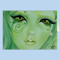Green Fairy Swirls  Card cards