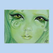 Green Fairy Swirls Postcard postcards