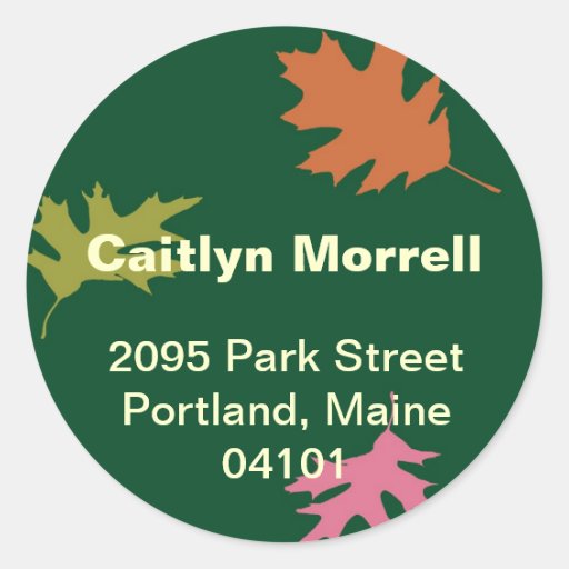 Green falling leaves autumn modern address label stickers