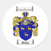 GREEN FAMILY CREST -  GREEN COAT OF ARMS STICKERS