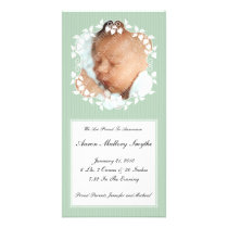 Green Fancy New Baby Photo Card photo cards