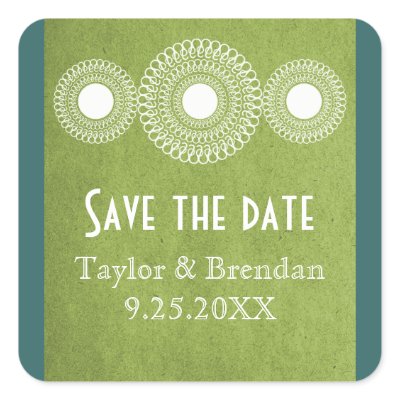 Green Far East Elegance Save the Date Stickers