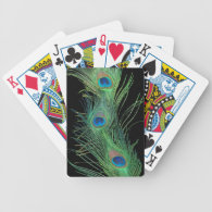 Green Feathers with Black Deck Of Cards