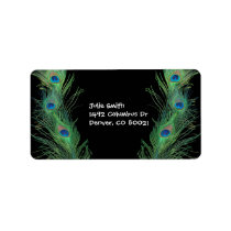 Green Feathers with Black Personalized Address Labels