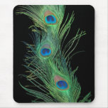 Green Feathers with Black Mousepad