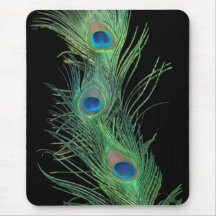 Green Feathers with Black Mousepad